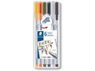 Cienkopis triplus, 0.3 mm, BOHO, 6 kol. w etui, Staedtler