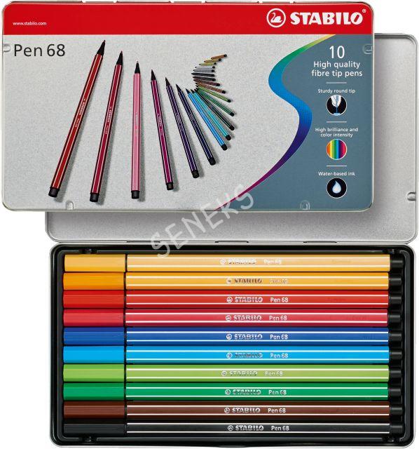 Cienkopisy STABILO Pen 68 brush etui 10 kolorów