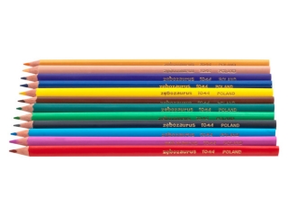 Kredki szkolne elastyczne heksagonalne ZBOZAURUS 18cm - 12 kolorowe mix