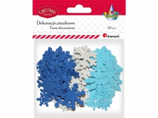 Piankowe śnieżynki mix 60szt. (granatowe, białe, błękitne)