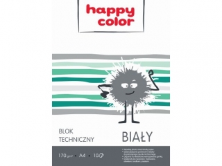 Blok techniczny biay A4, 170g, 10 ark, Happy Color [opakowanie=20szt]