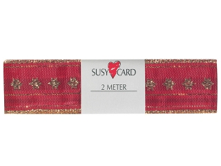 Wstka ozdobna SUSY CARD 2m/25mm - czerwono/zota