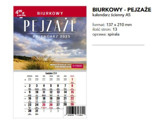 Kalendarz O-PRESS Biurkowy Miesiczny Pejzae 2025