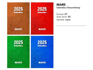 Kalendarz kieszonkowy O-PRESS A7 Mars 2025