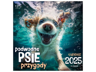 Kalendarz cienny O-PRESS 33x33 Podwodne Psie Przygody 2025