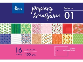 Papiery kreatywne TETIS 100g/m2 A5 16ark. - zestaw 1