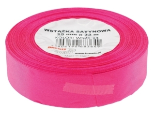 Wstka satynowa BREWIS 25mm/32mm kolor 14 rowy fluo