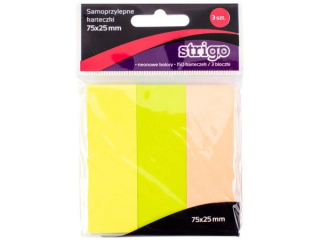 Karteczki samoprzylepne STRIGO 75x25mm 150 neonowe