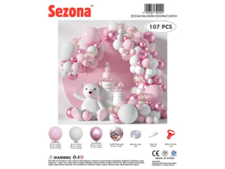 Zestaw balonów 107 szt „Miś i Różowe Marzenie”