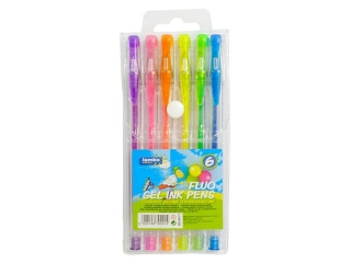 DŁUGOPISY ŻELOWE LAMBO SCHOOL FLUORESCE NCYJNE 6 KOL.ETUI