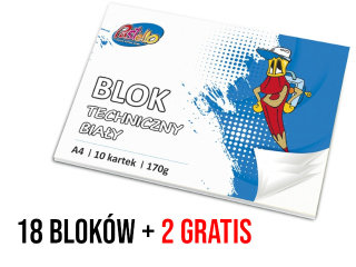 Blok techniczny A4 170g 10k[opakowanie=18 + 2szt gratis]