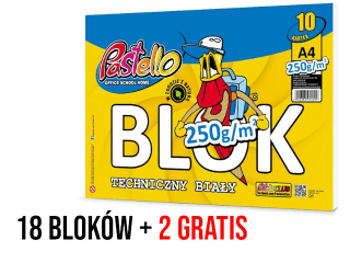 Blok techniczny A4 250g 10k [opakowanie=18 + 2 szt gratis]