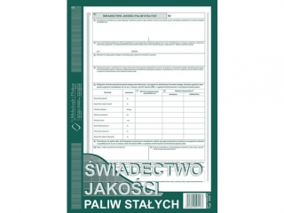 Druk -wiadectwo jakoci paliw staych