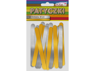 Patyczki PK-2199 mix 2 kolorw - zote i srebrne mat. op.40 szt. rozm.114x10x2 mm