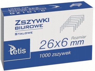 Zszywki biurowe TETIS 26/6 1000 szt.