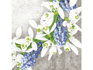 Serwetki POL-MAK WIOSNA Daisy Lunch 33cm 20szt. Snowdrops and Grape Hyacinths Wreath on Concrete SDWI006401 [opakowanie=24szt]