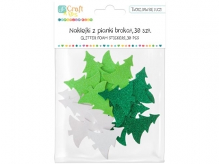 Naklejki z pianki brokat DPCRAFT Choinki 30szt.