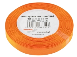 Wstka satynowa 12mm/32m 25 pomaracz