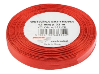 Wstka satynowa 12mm/32m 26 czerwony