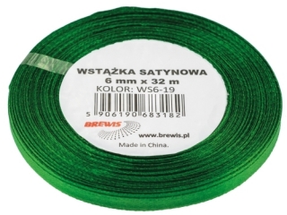 Wstka satyn. 6mm/32m 19 zielony A`2