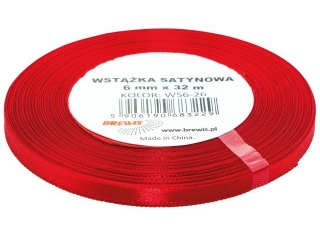 Wstka satyn. 6mm/32m 26 czerwony A`2