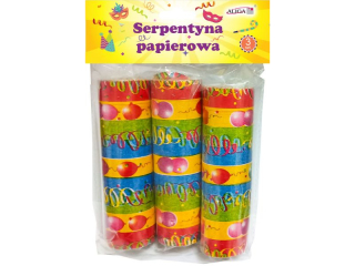 Serpentyna ALIGA papierowa do rzucania, wzr balony 3szt.