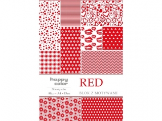 Blok z motywami RED, 80g/m2, A4, 15 ark, 30 motyw, Happy Color [opakowanie=10szt]