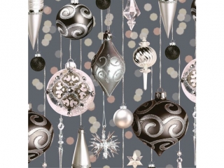 Serwetki POL-MAK GWIAZDKA Maki Lunch 33cm 20szt. Silver x Pink Hanging Baubles SL_GW_017801  [opakowanie=12szt]