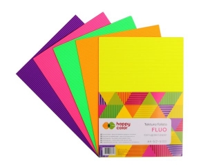 Tektura falista FLUO, A4, 5 ark, 5 kolorw, Happy Color