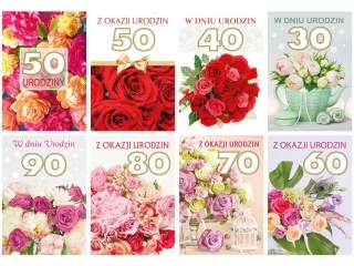 Kartki laurka B6GE-excl.z gbk Urodziny zest. 582 kwiaty