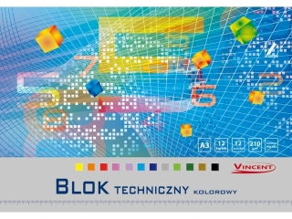Blok techniczny kolorowy VINCENT A3-12 210G