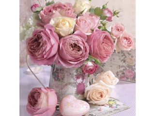 Serwetki POL-MAK Maki Lunch 33cm 20szt. Pink Roses in Vintage Vase SLOG048201 [opakowanie=12szt]