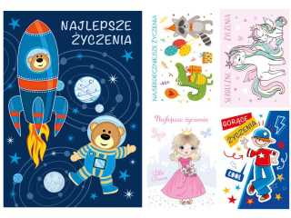 Kartki laurka B6B -brokat  zest. 612 serdeczne yczenia [opakowanie=25szt]