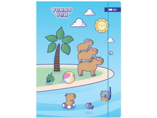 Teczka kartonowa z gumk�, Kapibara, Yummy Yum, Kapibary, 24x31cm, Happy Color [opakowanie=10szt]