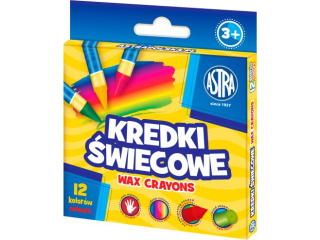 Kredki �wiecowe okr�g�e ASTRA - 12 kolor�w - 8/90 mm HURT [opakowanie=24szt]