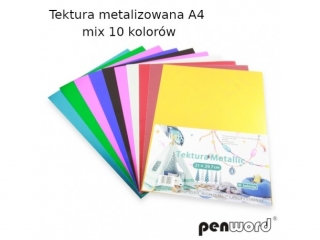 Tektura PENWORD metalizowana A4 mix 10 kol. 10szt. 220gsm