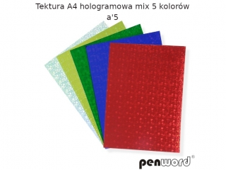 Tektura PENWORD gadka A4 hologramowa mix 5 kol. 5szt.