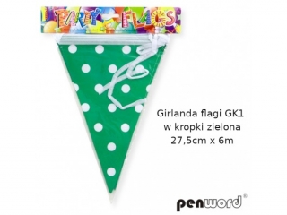 GIRLANDA FLAGI GK1 W KROPKI ZIELONA 27, 5cm x 6m