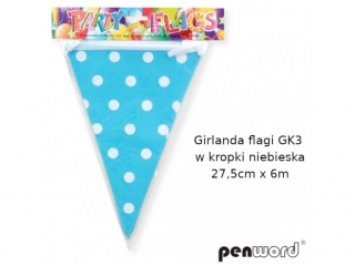 GIRLANDA FLAGI GK3 W KROPKI NIEBIESKA 27, 5cmx6m