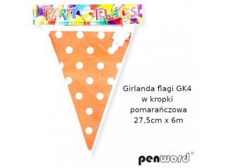 GIRLANDA FLAGI GK4 W KROPKI POMARAŃCZOWA 27, 5cmx6m