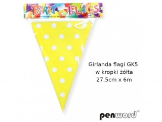 GIRLANDA FLAGI GK5 W KROPKI ŻÓŁTA 27, 5cmx6m