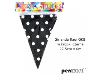 GIRLANDA FLAGI GK8 W KROPKI CZARNA 27, 5cmx6m