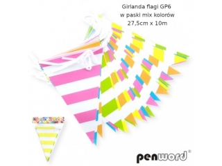 GIRLANDA FLAGI GP6 W PASKI MIX KOLORÓW 27, 5cmx10m