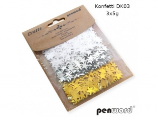 KONFETTI DK04 CHOINKI BIAŁE, SREBRNE, ZŁOTE 3x5g