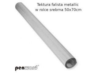 Tektura falista PENWORD w rolce 50x70cm metallic - srebrna