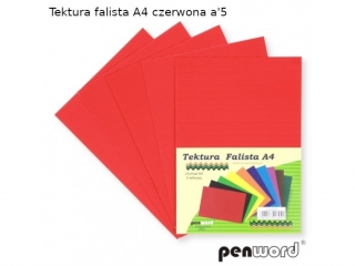 Tektura falista PENWORD A4 5ark. - czerwona