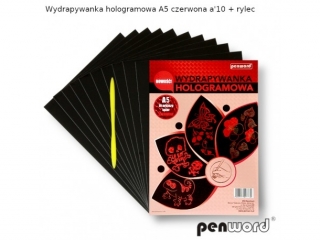 WYDRAPYWANKA HOLOGRAMOWA A5 CZERWONA a10 +2rylce