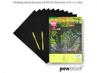 Wydrapywanka PENWORD hologramowa A4 WZ-02 multicolor 10ark. + 2 rylce