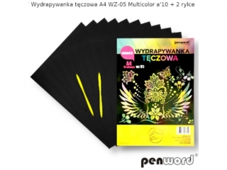 Wydrapywanka PENWORD hologramowa A4 WZ-05 multicolor 10ark. + 2 rylce