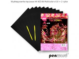 Wydrapywanka PENWORD hologramowa A4 WZ-06 multicolor 10ark. + 2 rylce